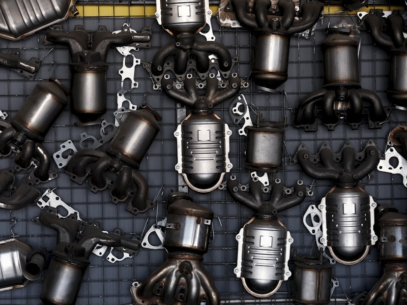 Collection of automotive engine parts and components