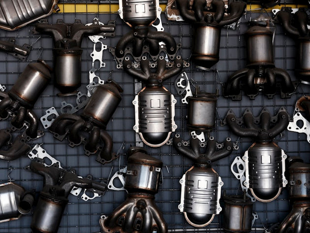 Collection of automotive engine parts and components